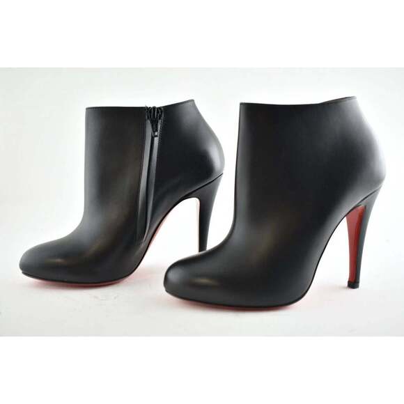 Christian Louboutin Belle 100 Black Calf Leather Ankle Zipper Heel Bootie 35 - Picture 10 of 12